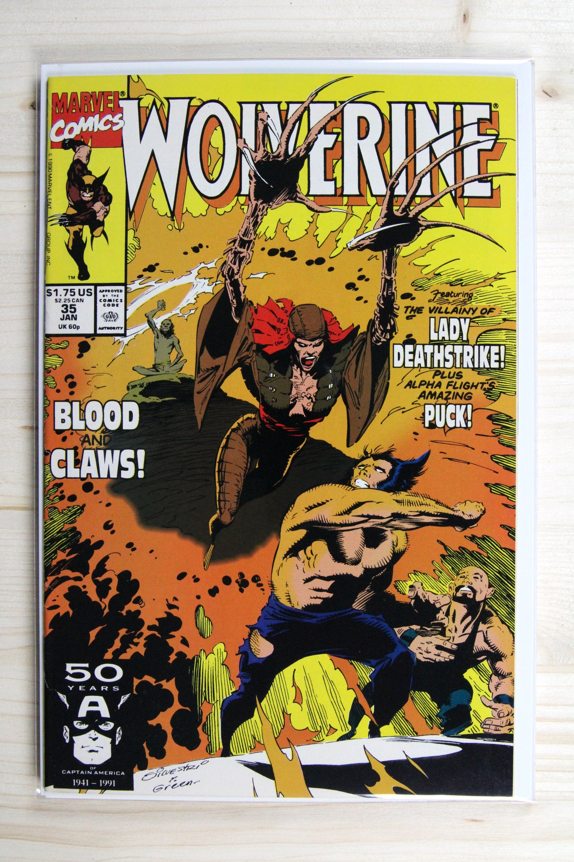 Wolverine #35 – Marvel (1991) 8.5 VF+ Blood & Claws | Marc Silvestri art