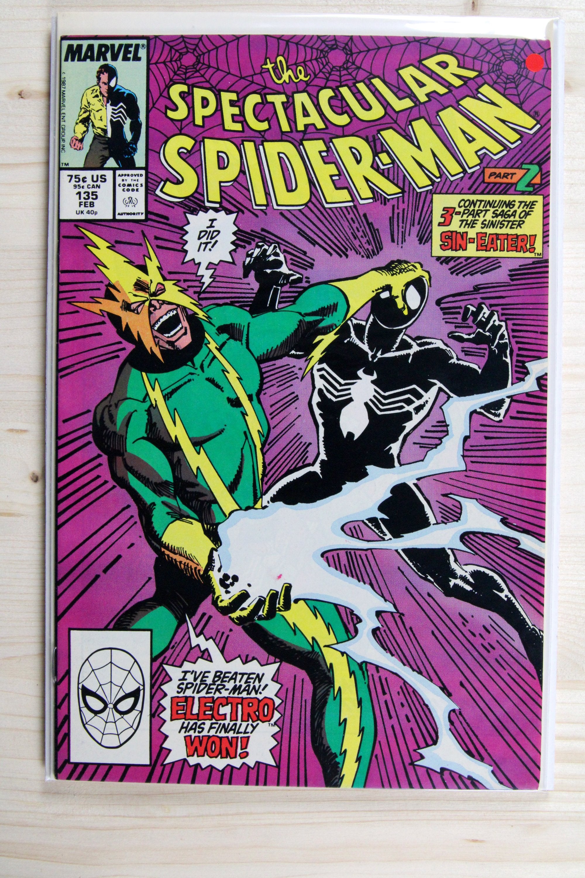 The Spectacular Spider-Man #135 – Marvel (1988) 9.2 NM- Sin-Eater Released