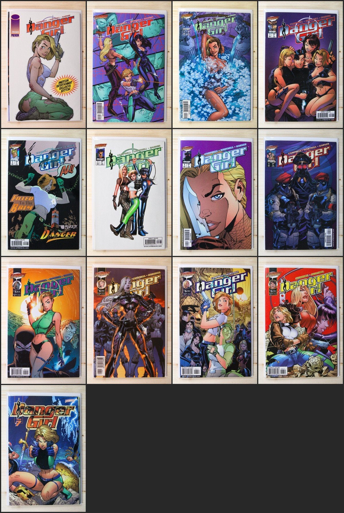 Danger Girl #1-12 and Preview – Image (1998) NM Avg Run