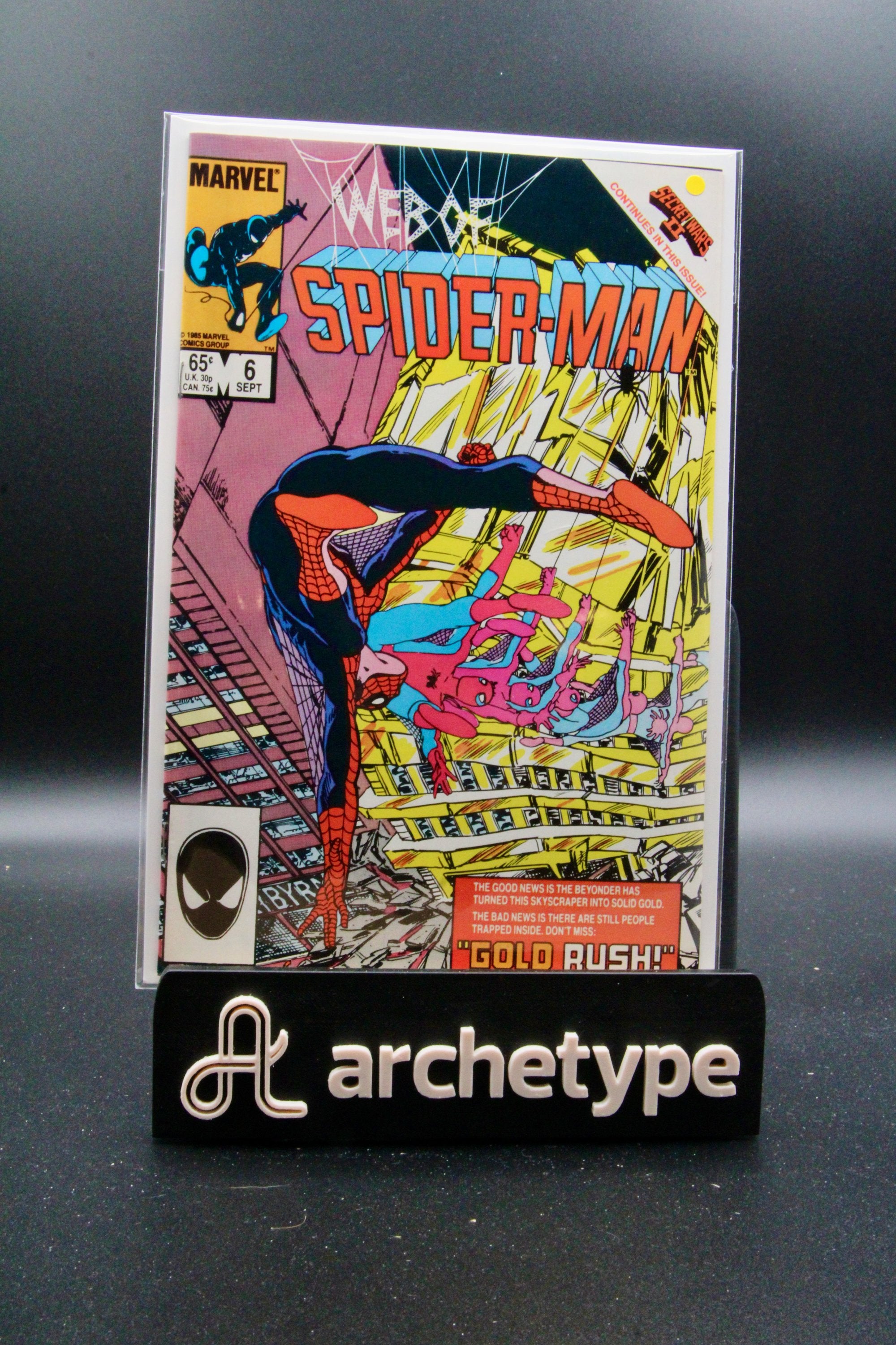 Web of Spider-Man #6 – Marvel (1985) "Marvel Super Heroes" Secret Wars II | John Byrne cover