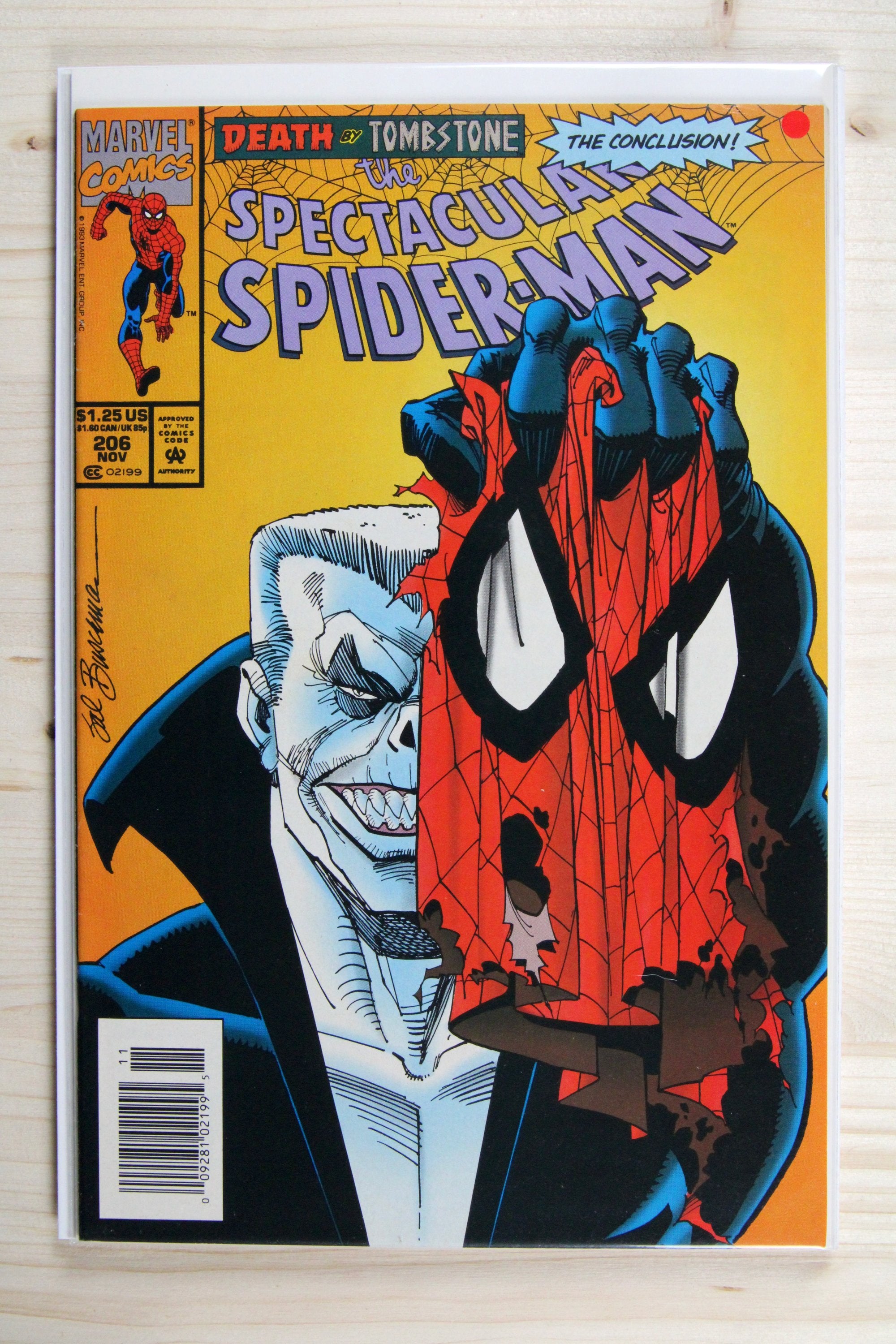 The Spectacular Spider-Man #206 – Marvel (1993) 9.2 NM- Death by Tombstone | Newsstand