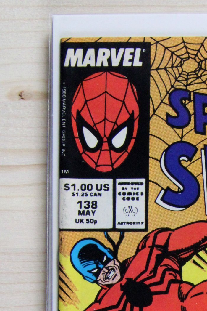 The Spectacular Spider-Man #138 – Marvel (1988) 8.5 VF+ "Captain America" Captain America No More