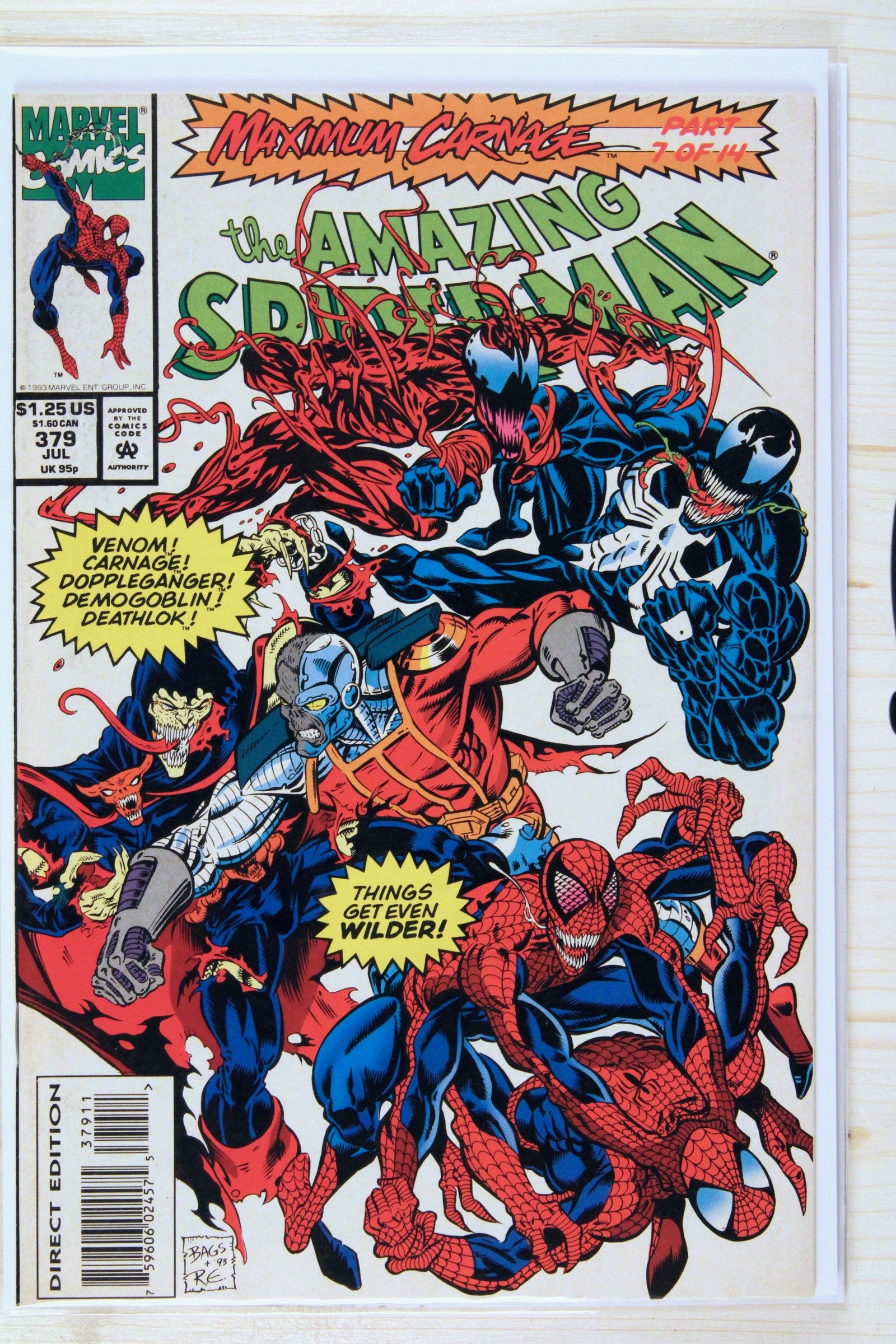 The Amazing Spider-Man #379 – Marvel (1993) 7.5 VF- Maximum Carnage | Direct Edition