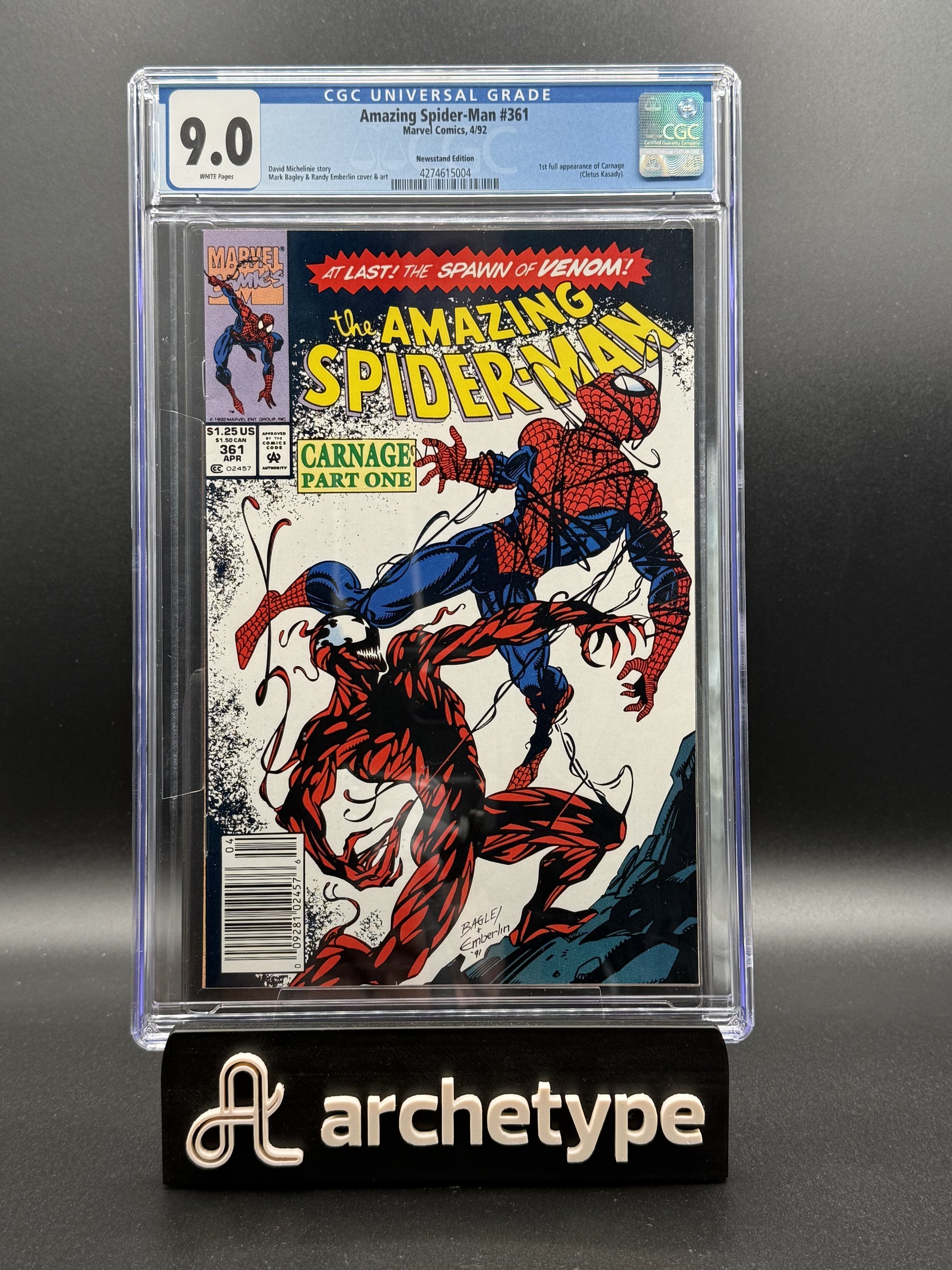 The Amazing Spider-Man #361 – Marvel (1992) CGC 9.0 Newsstand White Pages