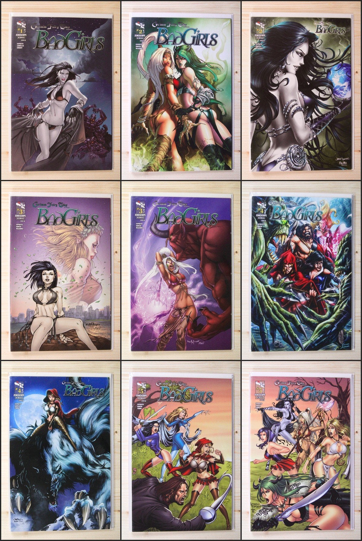 Grimm Fairy Tales: Bad Girls #1-5 – Zenoscope (2012) (9 Issues) Full Series A+B Covers