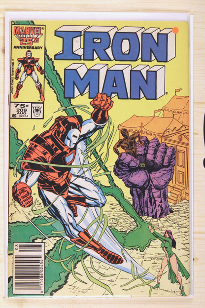 Iron Man #209 – Marvel (1986) 7.5 VF- Scott Williams cover | Newsstand Edition