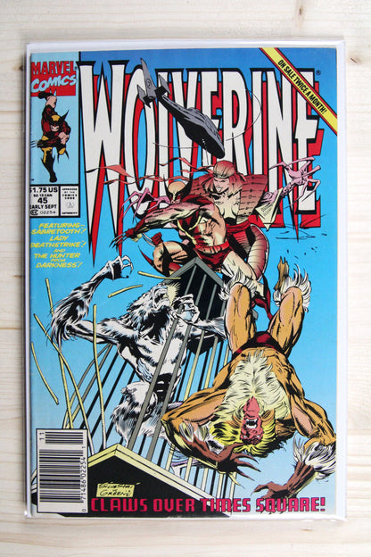 Wolverine #45 – Marvel (1991) 8.0 VF Marc Silvestri art | Newsstand