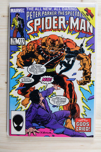 Peter Parker, the Spectacular Spider-Man #111 – Marvel (1986) 9.0 VF/NM "Marvel Super Heroes" Secret Wars II