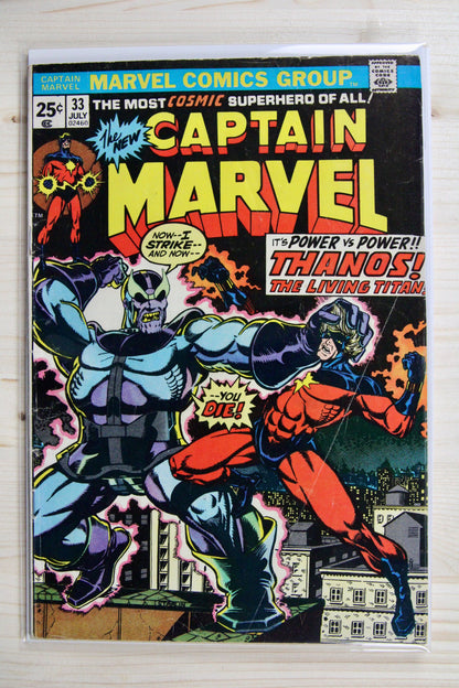Captain Marvel #33 – Marvel (1974) 4.5 VG+ Thanos War | Klaus Janson