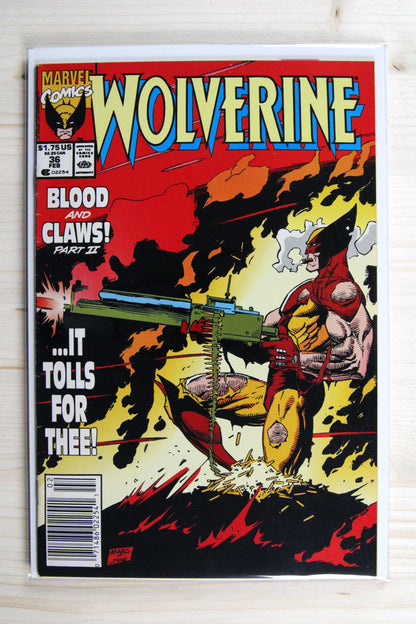 Wolverine #36 – Marvel (1991) 8.0 VF Blood & Claws | Marc Silvestri art | Newsstand
