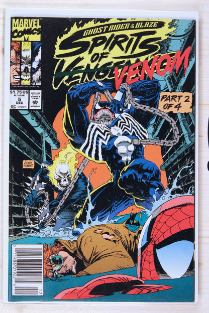 Ghost Rider/Blaze: Spirits of Vengeance #5 – Marvel (1992) 9.0 VF/NM "Spider-Man/Ghost Rider" Spirits of Venom | Newsstand Edition