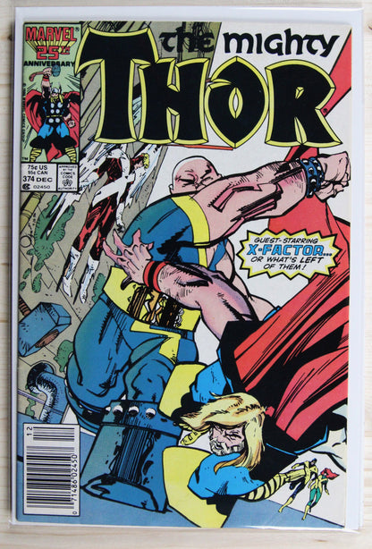 Thor #374 – Marvel (1986) 9.0 VF/NM "X-Men" Mutant Massacre | Newsstand