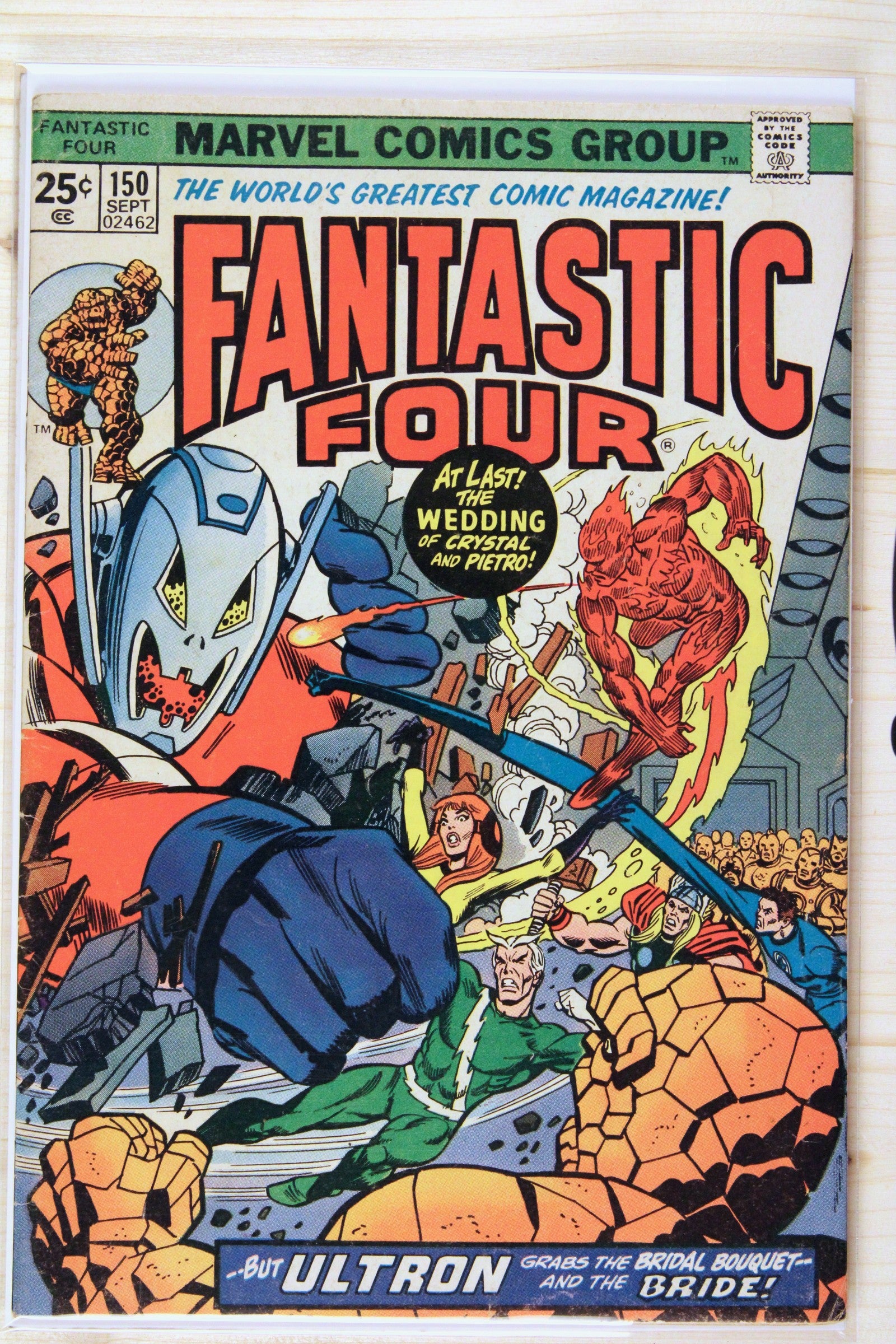 Fantastic Four #150 – Marvel (1974) 6.0 FN "The Avengers/Fantastic Four" The Wedding of Crystal and Pietro | Joe Sinnott