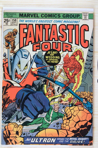 Fantastic Four #150 – Marvel (1974) 6.0 FN "The Avengers/Fantastic Four" The Wedding of Crystal and Pietro | Joe Sinnott
