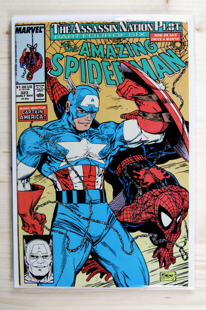 The Amazing Spider-Man #323 – Marvel (1989) 8.5 VF+ The Assassin Nation Plot | Todd McFarlane art
