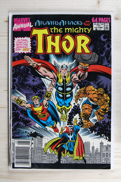 The Mighty Thor Annual #14 – Marvel (1989) 5.5 FN- "Atlantis Attacks" | Joe Sinnott cover | Newsstand Edition