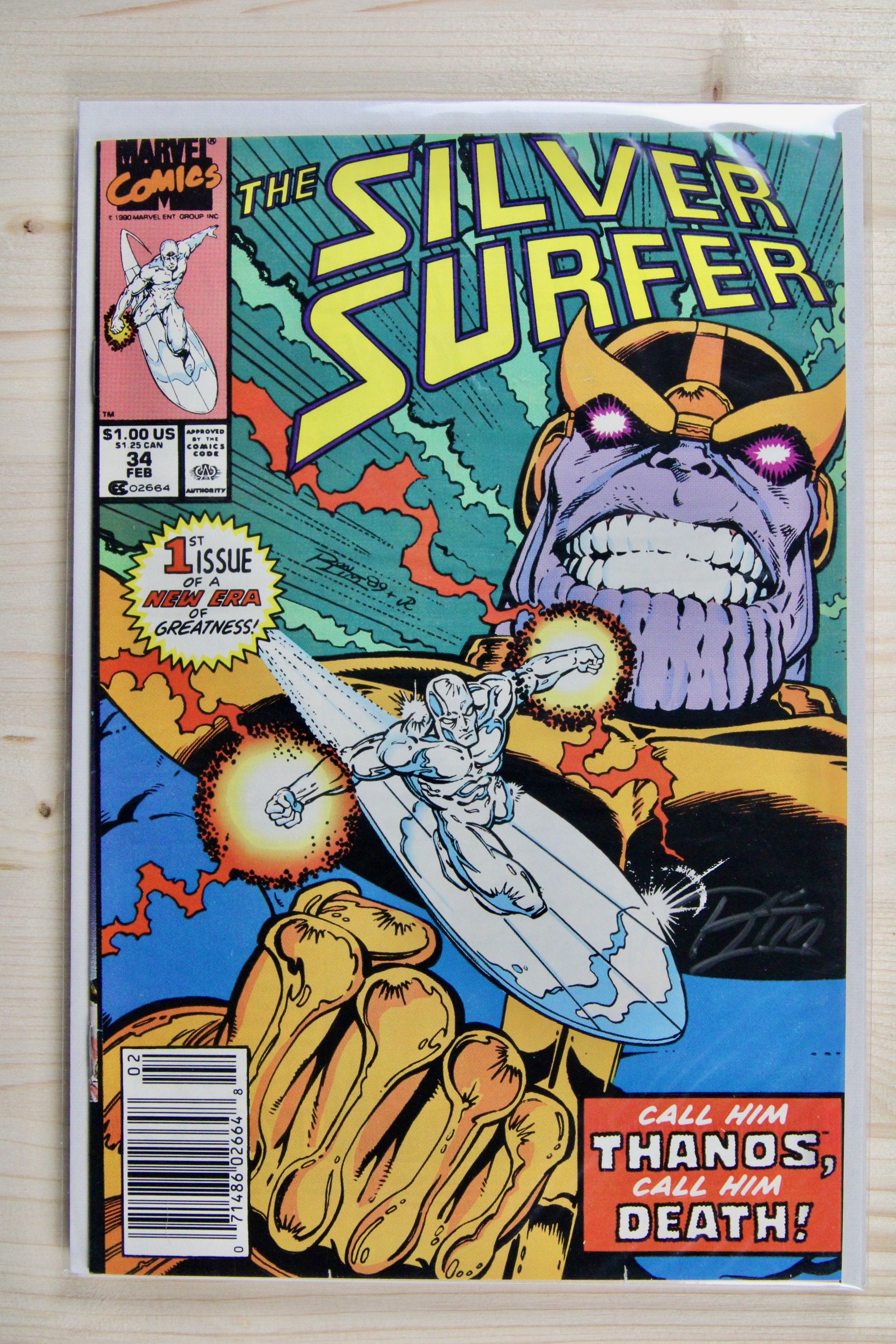 Silver Surfer #34 – Marvel (1990) 8.5 VF+ Rebirth of Thanos | Signed