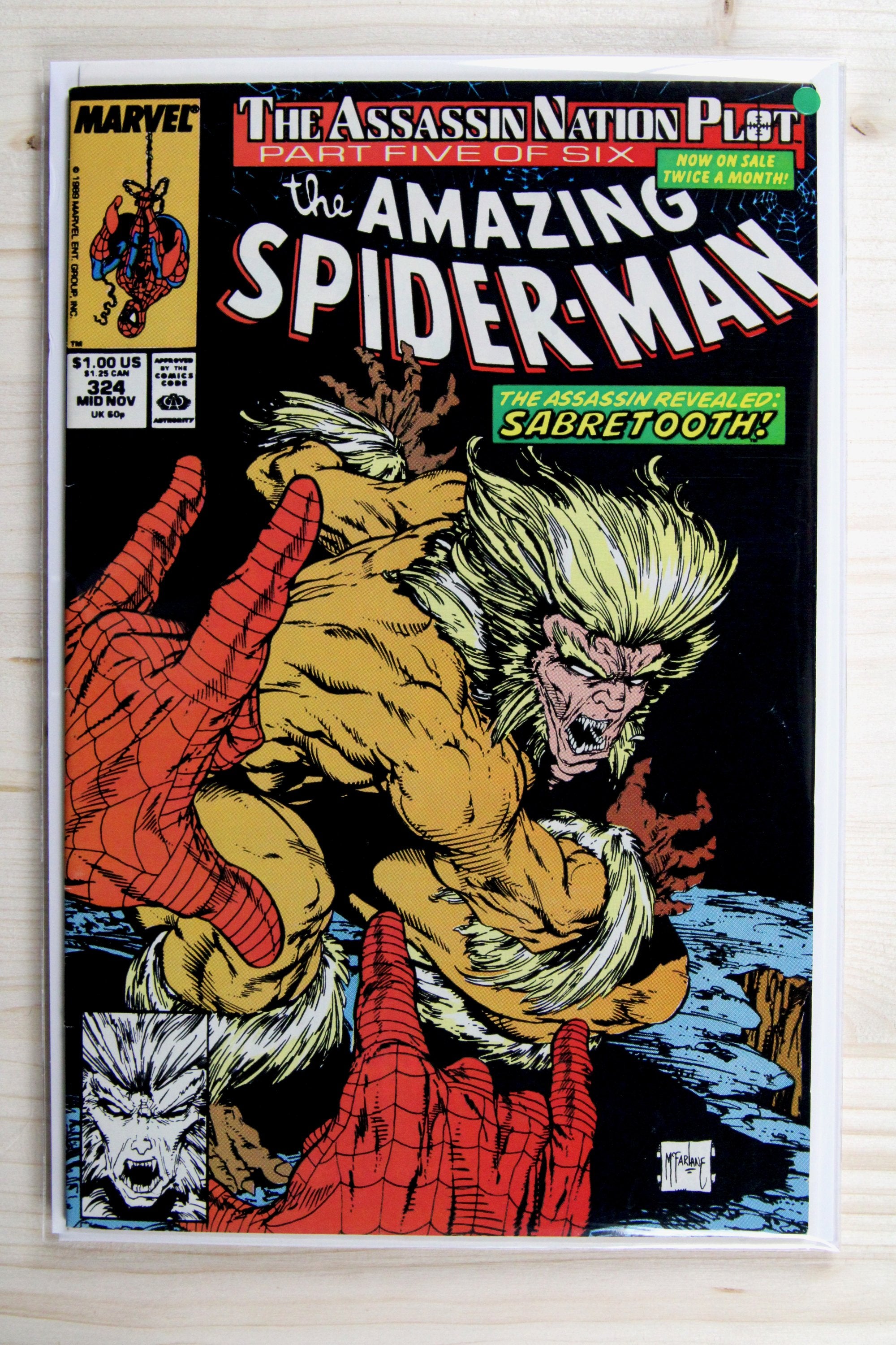 The Amazing Spider-Man #324 – Marvel (1989) 8.5 VF+ The Assassin Nation Plot | Erik Larsen art | Todd McFarlane cover