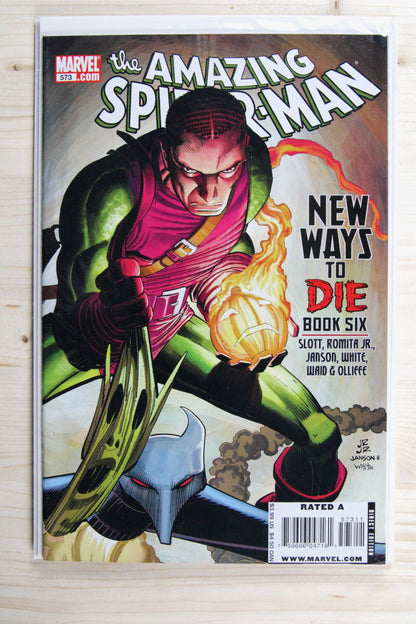 The Amazing Spider-Man #573 – Marvel (2008) 8.5 VF+ New Ways to Die | Klaus Janson cover