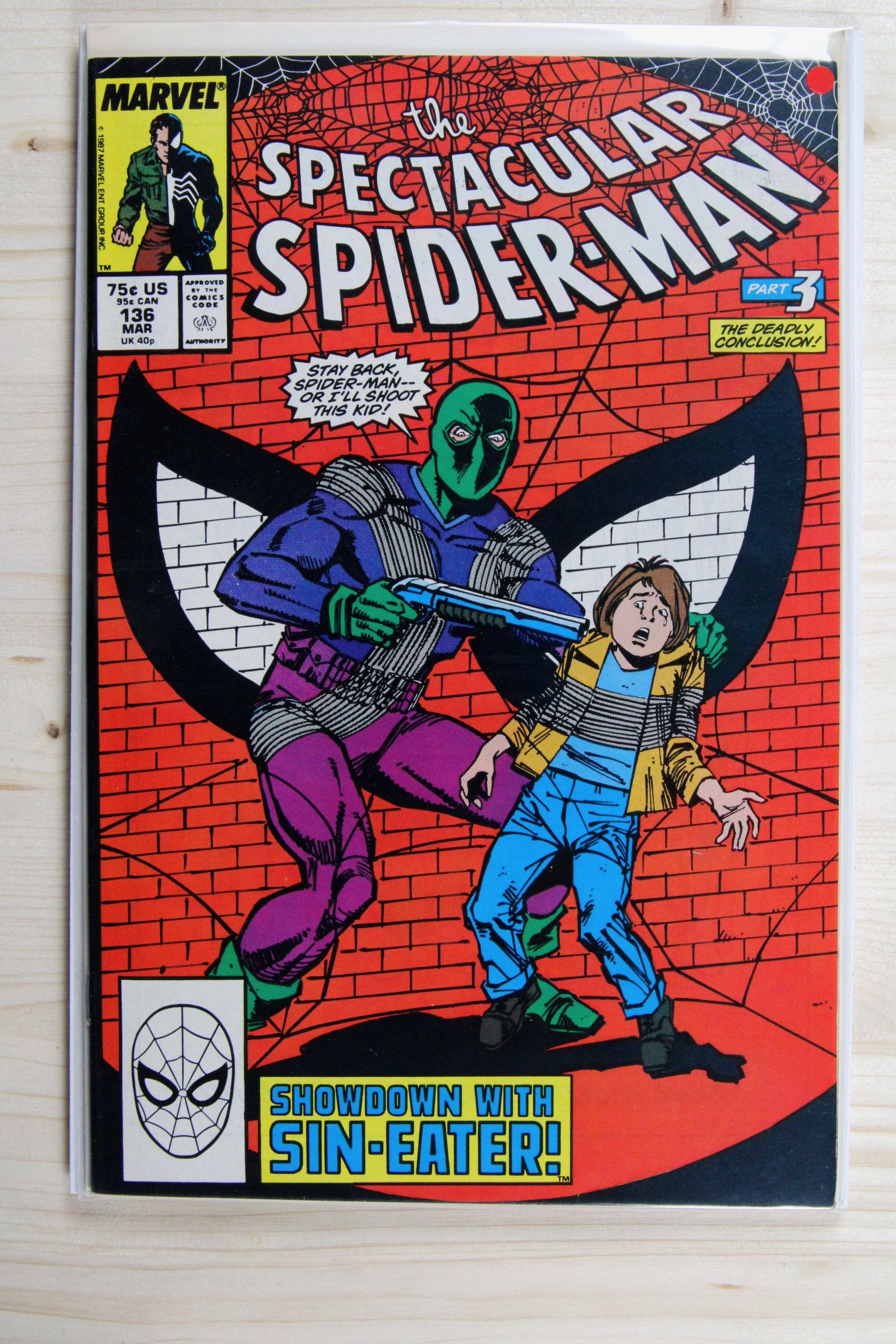 The Spectacular Spider-Man #136 – Marvel (1988) 9.2 NM- Sin-Eater Released