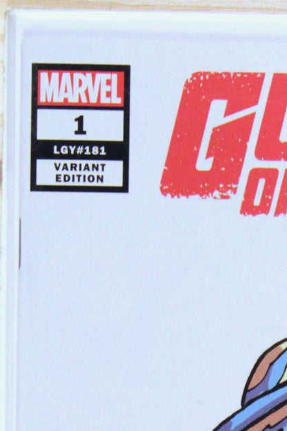 Guardians of the Galaxy #1 – Marvel (2023) 9.6 NM+ Donny Cates story | Skottie Young Variant Edition (LGY #181) - featuring Young's signature baby/chibi art style depicting Rocket Raccoon riding a retro arcade/amusement ride machine