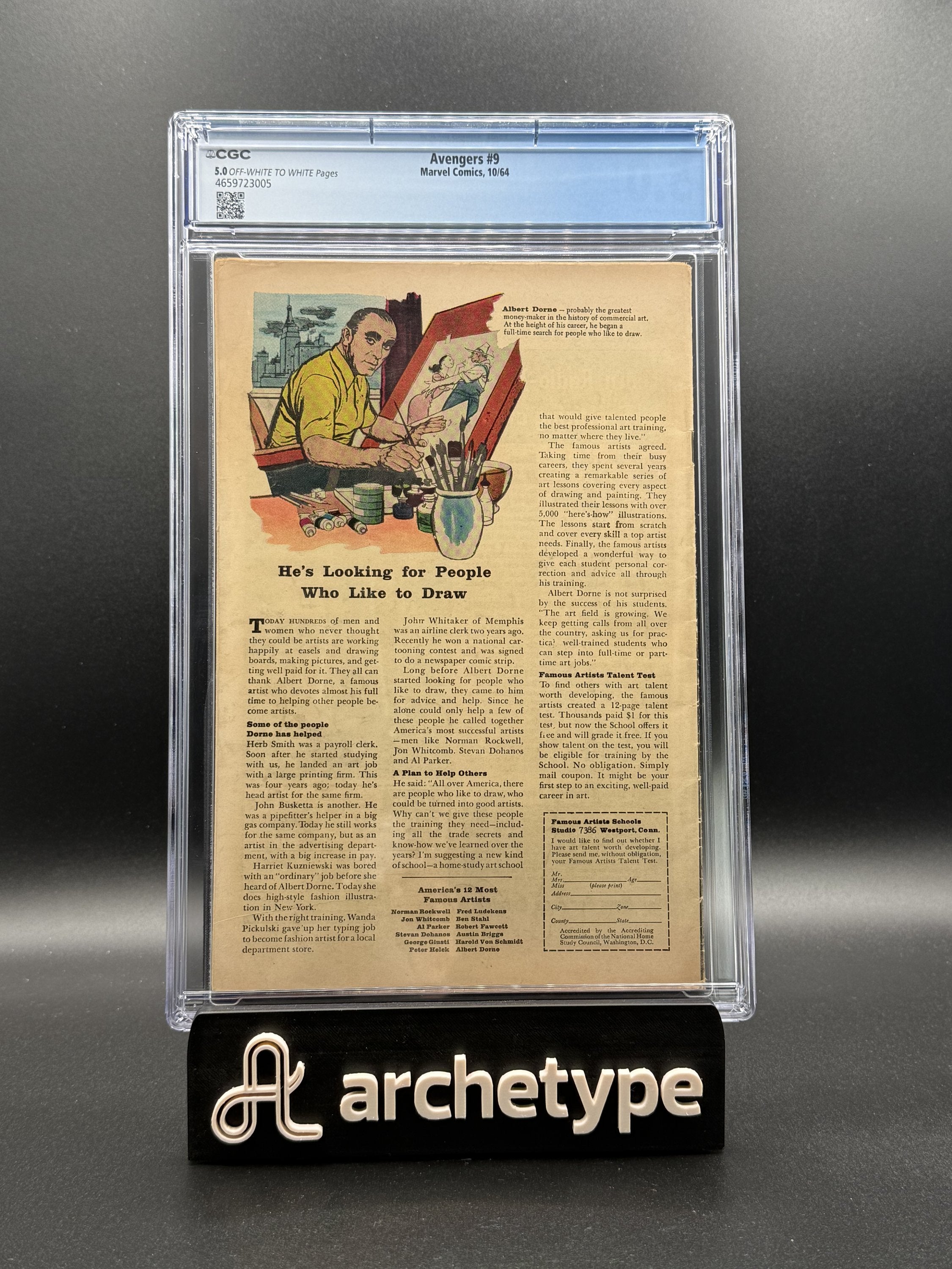 The Avengers #9 – Marvel (1964) CGC 5.0 Off-White to White Pages