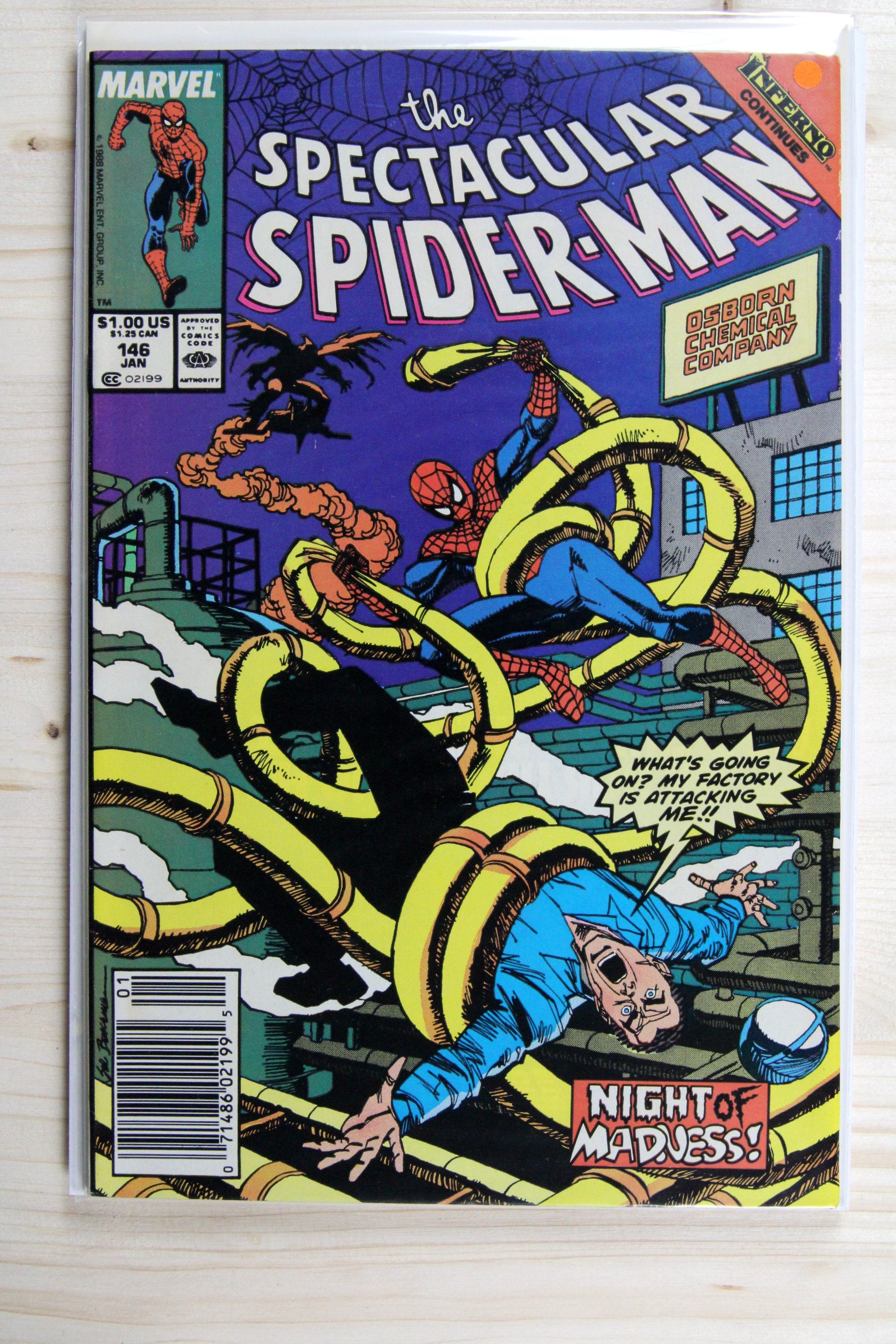 The Spectacular Spider-Man #146 – Marvel (1989) 8.5 VF+ "X-Men" Inferno | Newsstand