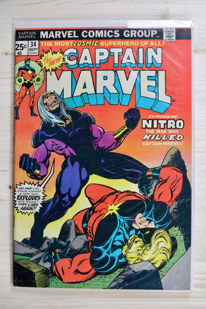 Captain Marvel #34 – Marvel (1974) 9.0 VF/NM Trial of the Watcher