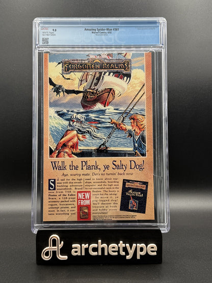 The Amazing Spider-Man #361 – Marvel (1992) CGC 9.0 Newsstand White Pages